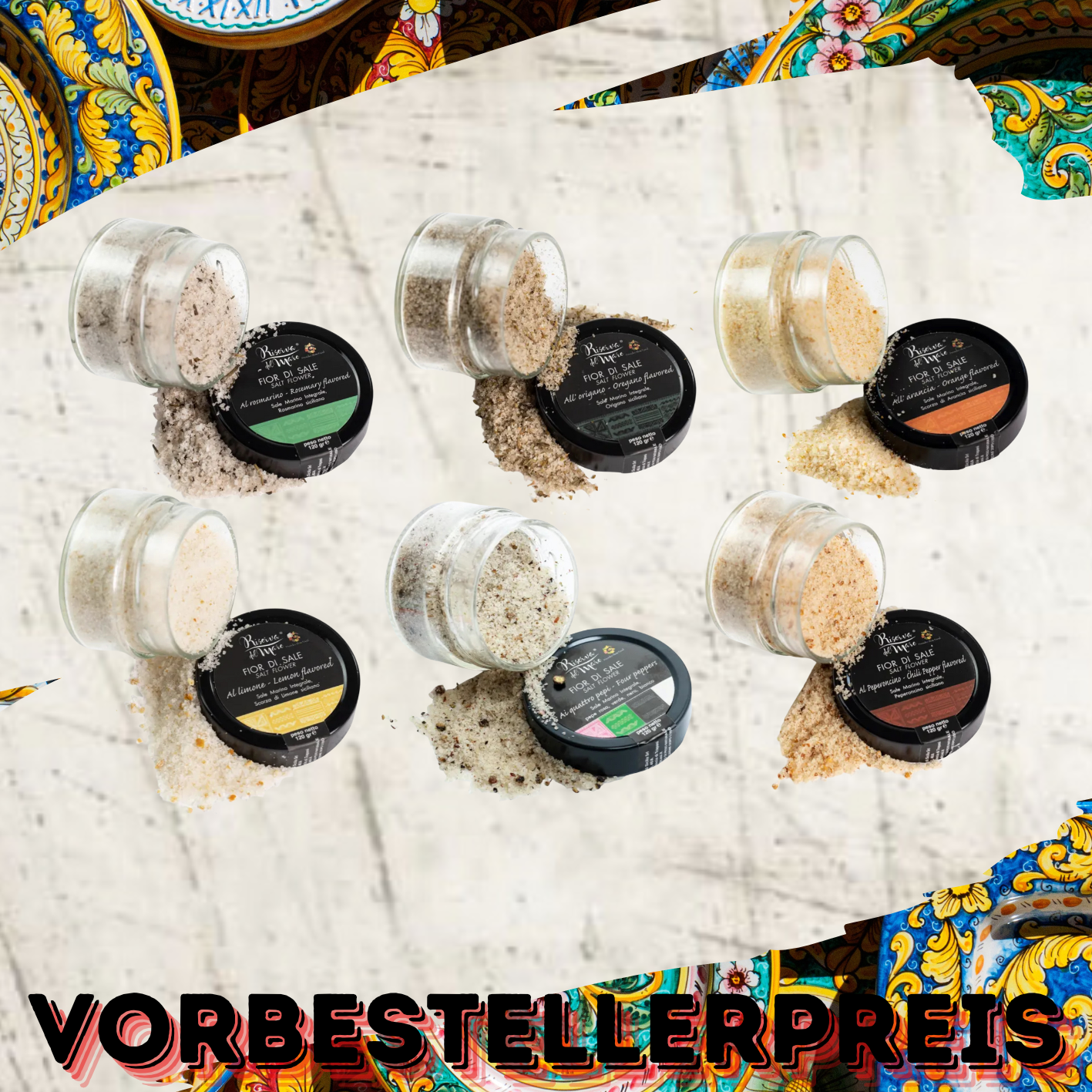 Fior di Sale Marino Integrale Artigianale Aromatizzato - presidio Slow Food 120g (Salzblume aromatisiert - 5 verschiedene Sorten - Ein Slow Food Produkt)